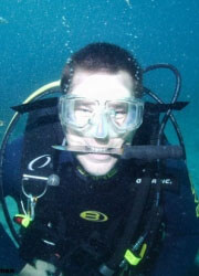 Dan in his scuba gear underwater